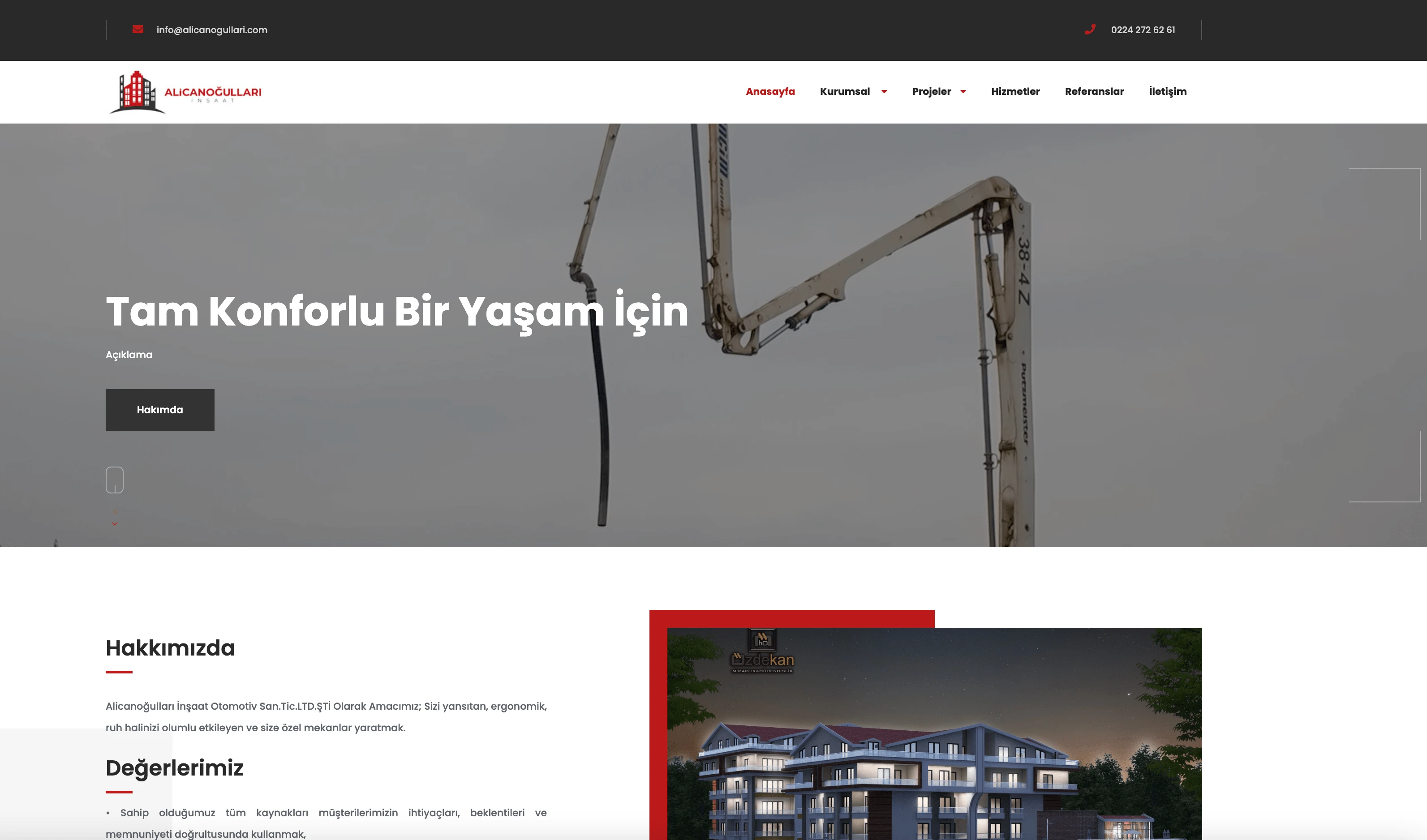 Alican Oğulları İnşaat web sitesi