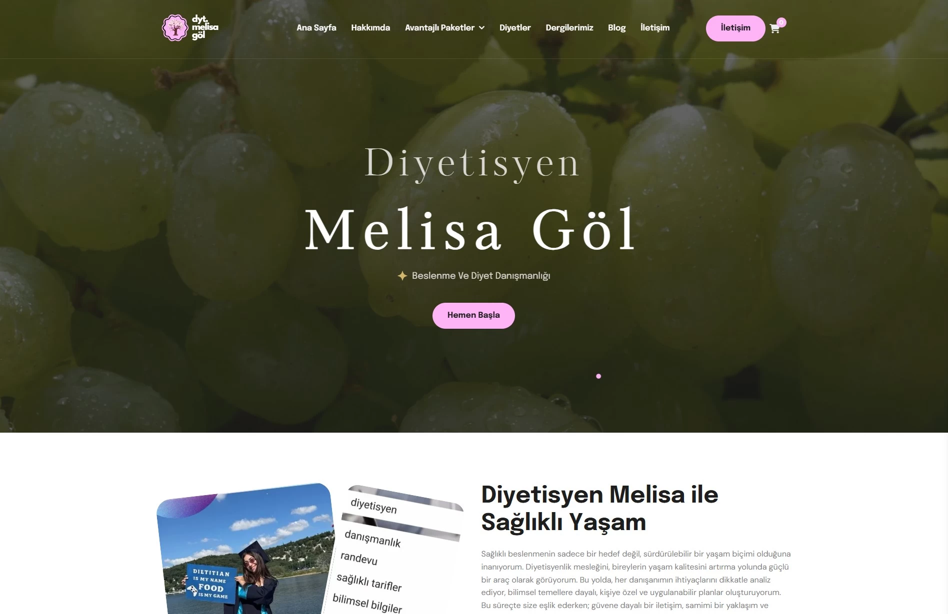 Diyetisyen Melisa web sitesi